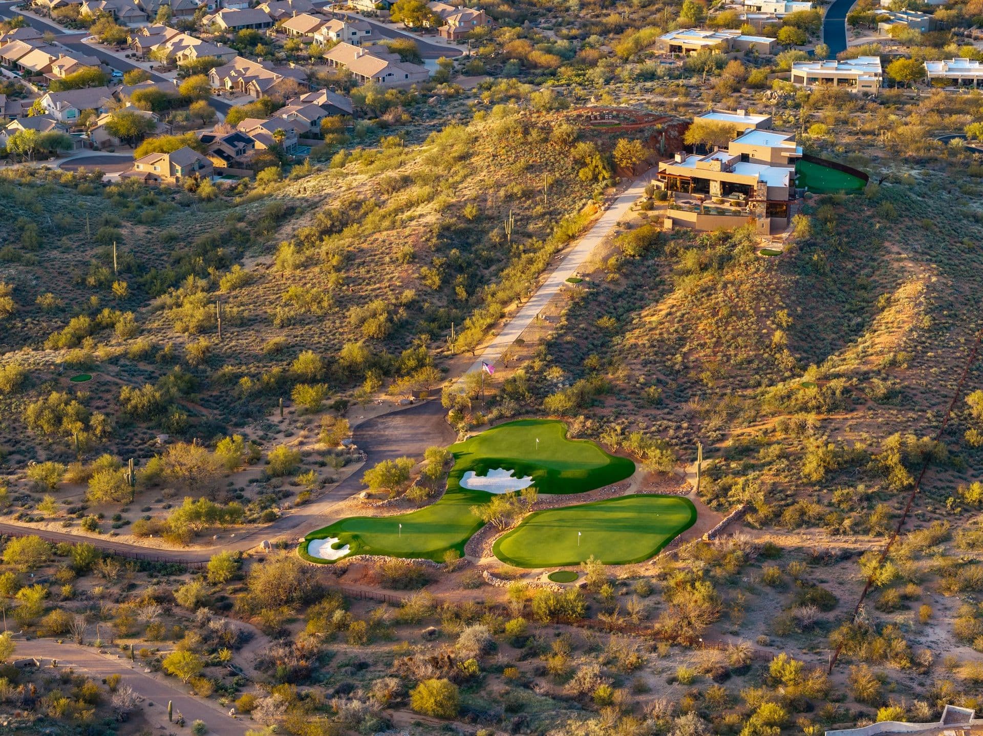 Saguaro Point estate and private golf complex at golden hour