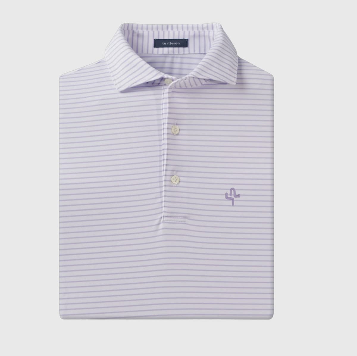 Striped Saguaro Point performance polo with the cactus mark