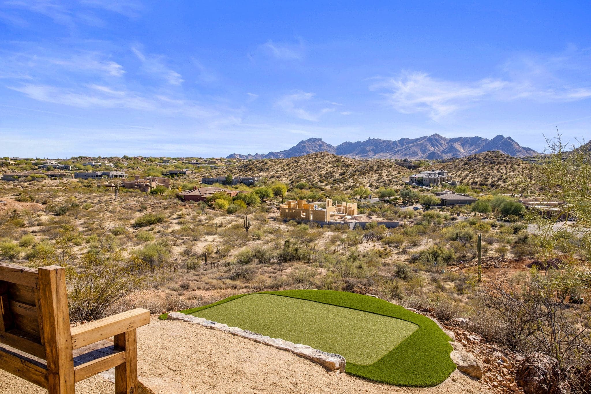 The private tee box with panoramic Sonoran desert views for an afternoon round