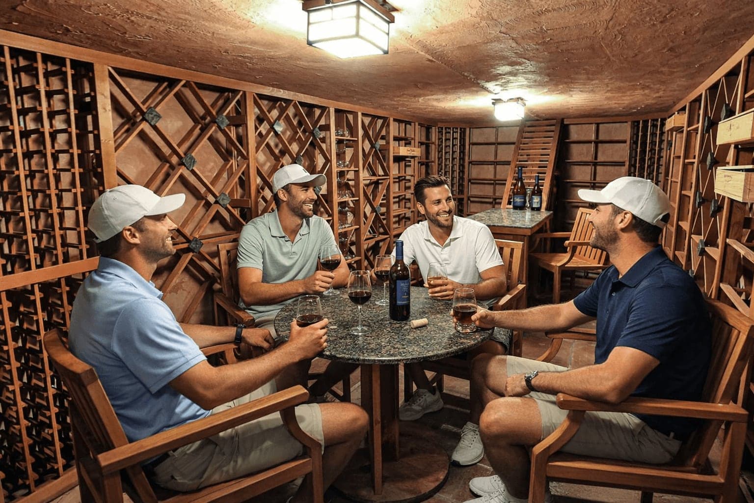 Guests gathered in the private wine cellar at Saguaro Point